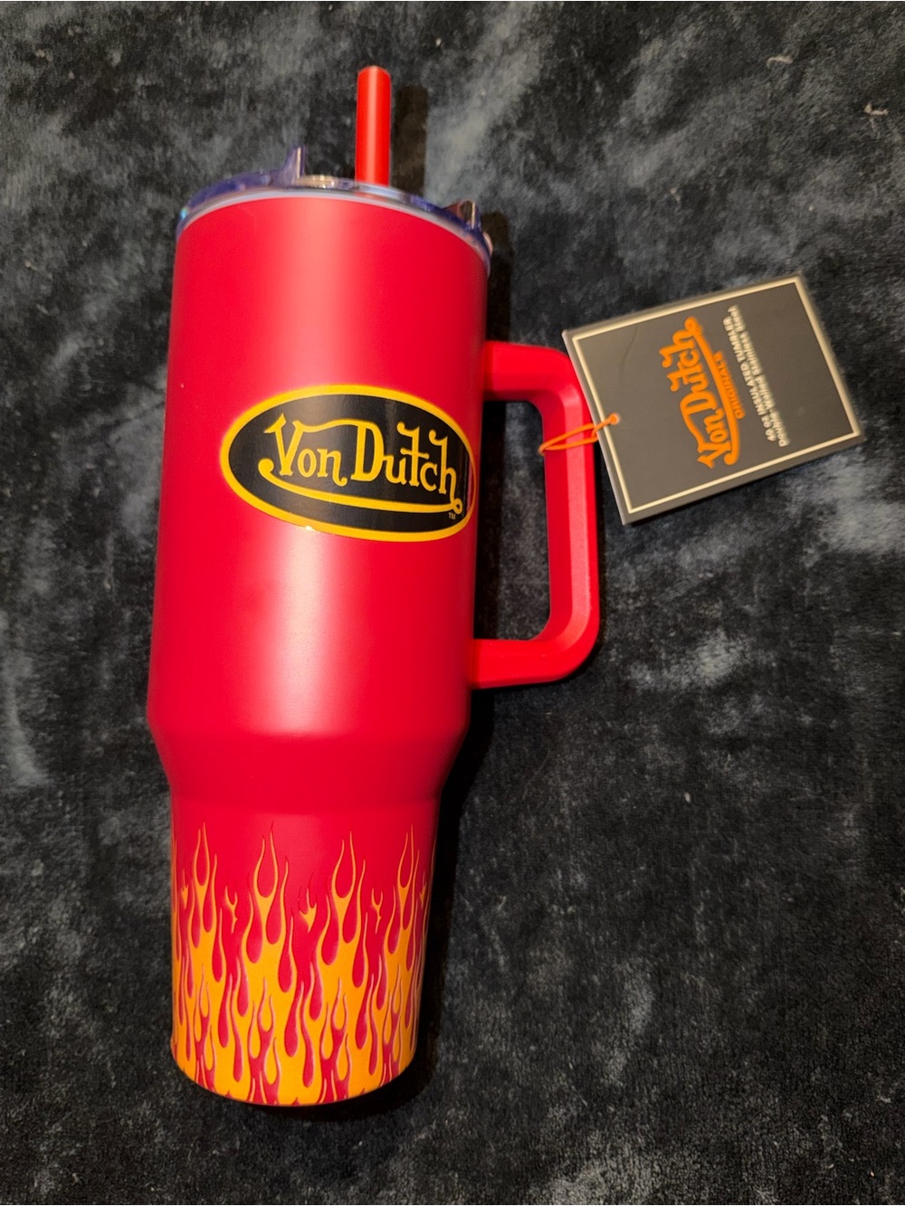 NEW Von Dutch Red FLAME CITY OF ANGELS Tumbler 40oz STAINLESS STEEL HOT COLD
